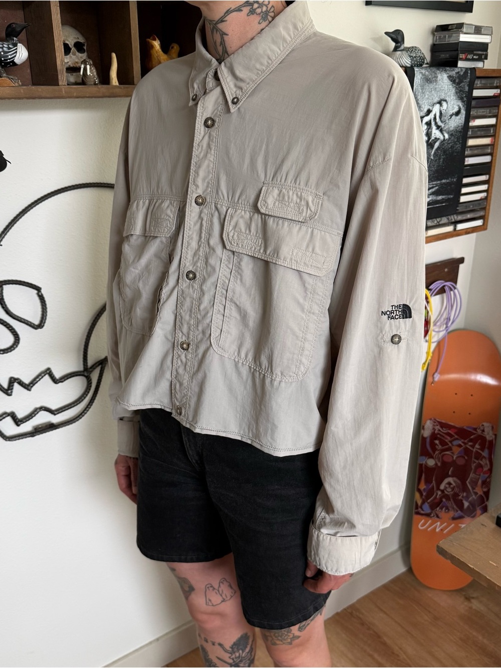 Vintage 90s 2000s Cropped The North Face Nylon Button Down Shirt ~ Size XL - Picture 4 of 9